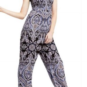 Free People Black and Blue Bohemian Jumpsuit